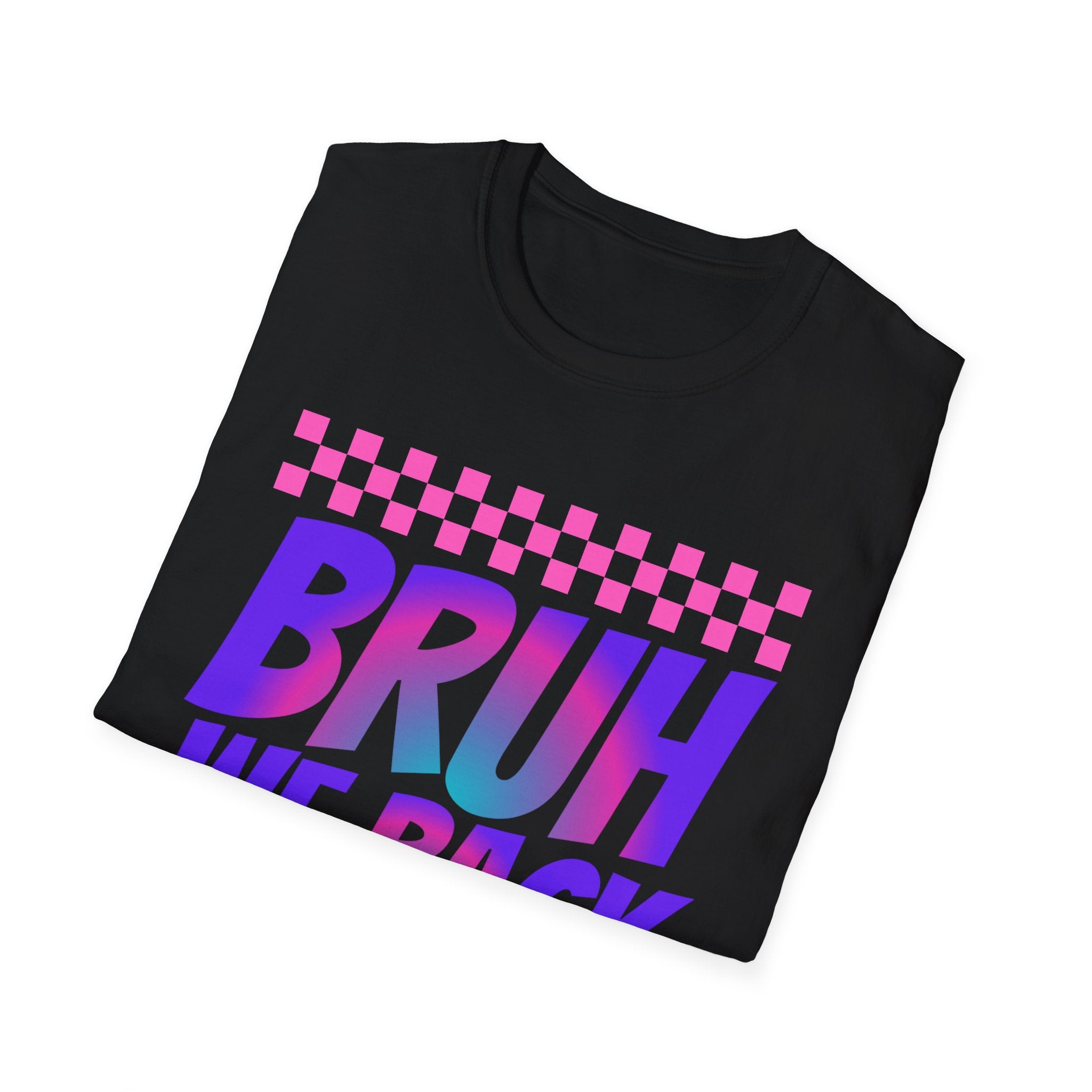 Colorful 'Bruh We Back' Unisex Softstyle T-Shirt - Trendy Fashion Tee, Casual Wear, Graphic Tee, Gift Idea, Summer Style